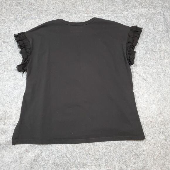 Current Elliot Top Womens XS / 0 Ruffle Cap Sleeve Casual Minimalist Basic Crew - Picture 6 of 10